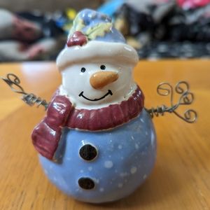 Holiday snowman decor - 4.5 inches tall - ceramic